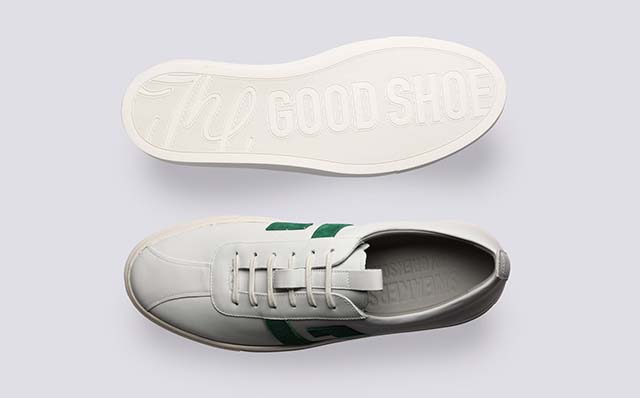 Grenson Sneaker 67 Mens Sneakers in White/Green Leather GRS114112